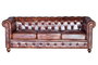 Giner y Colomer Sofa Chester 3 Places en Cuir Brun Vieilli - Canapé en Cuir Naturel Marron (76x200x85 cm)
